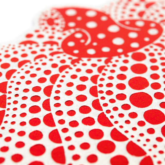 Yayoi Kusama Dancing Pumpkin white & red postcard - close up